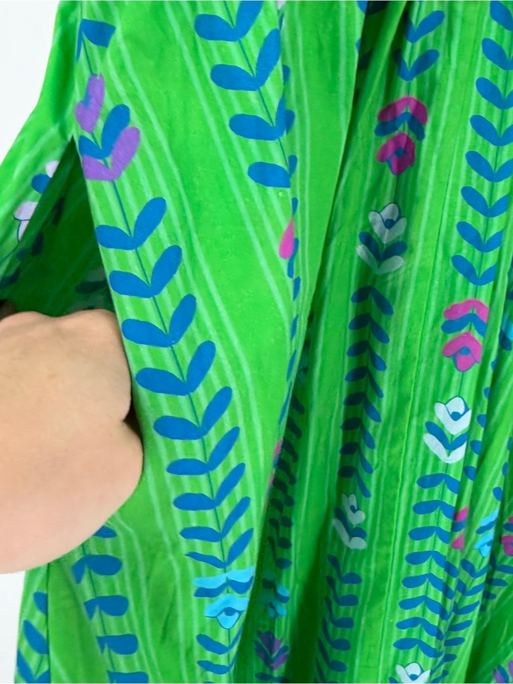 Umgee Green Ruffle Maxi Dress S Spring Summer Cotton - Picture 3 of 6